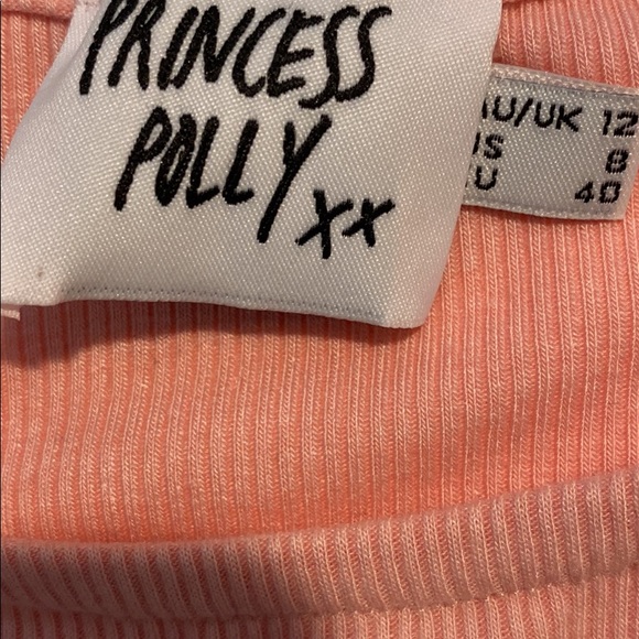 Princess Polly pink short sleeve knit cinch top medium size US 8 - Picture 3 of 4